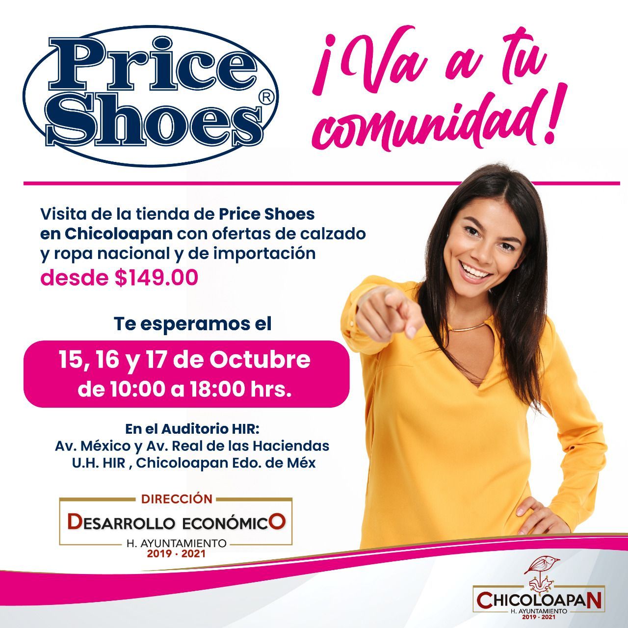 La Dirección de Desarrollo #Económico Municipal de Chicoloapan y la #tienda de autoservicio #Price Shoes te invitan #adquirir ropa y calzado a bajo costo 