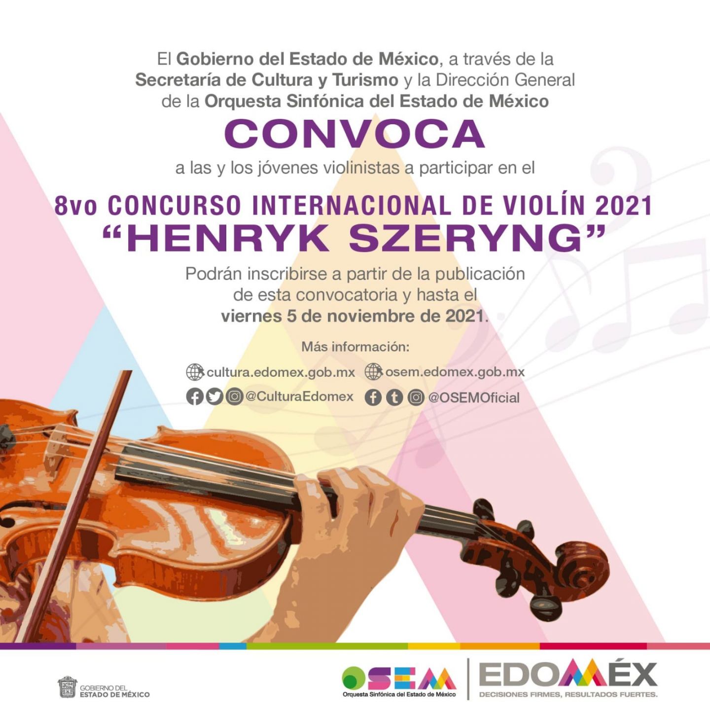 Convoca OSEM al concurso internacional de violín 2021 ’Henry Szeryng’ 