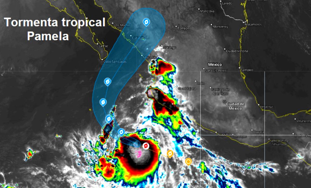La tormenta tropical ’Pamela’ ocasionará lluvias puntuales muy fuertes en Sinaloa, Nayarit y Jalisco