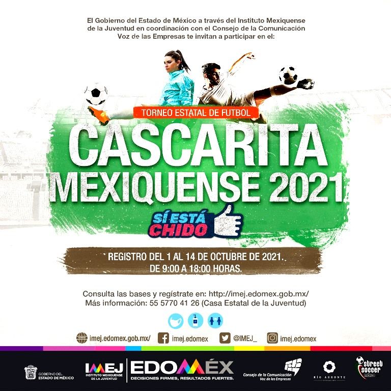 El IMEJ invita a participar en el torneo estatal de fútbol ’Cascarita mexiquense 2021’