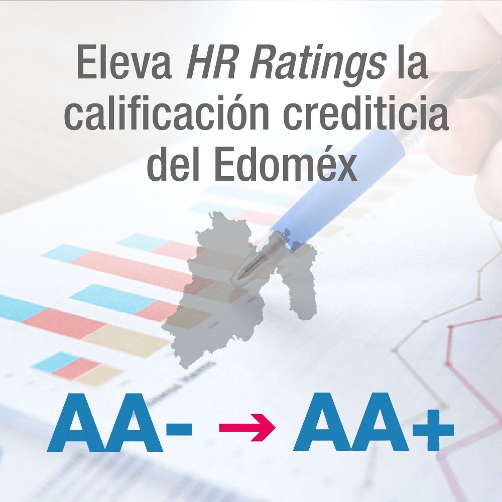 Eleva HR RATINGS calificación crediticia del EDOMÉX de ’AA-’ a ’AA+’
