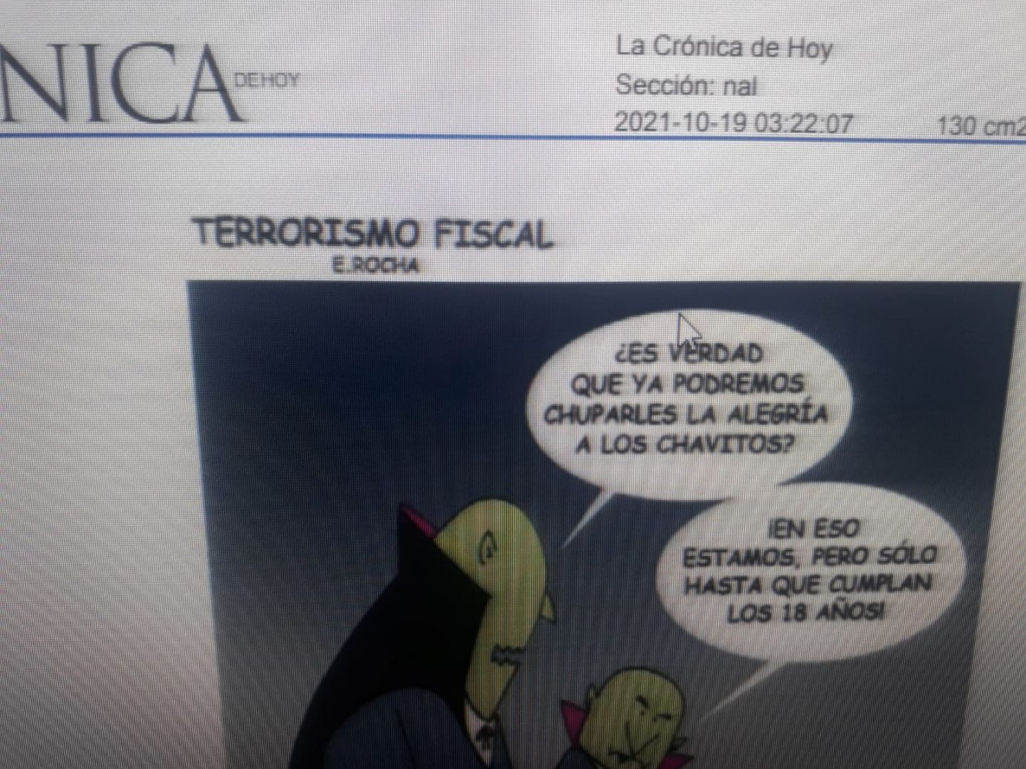 #El cartón de E. Rocha en el periódico La Crónica hoy
