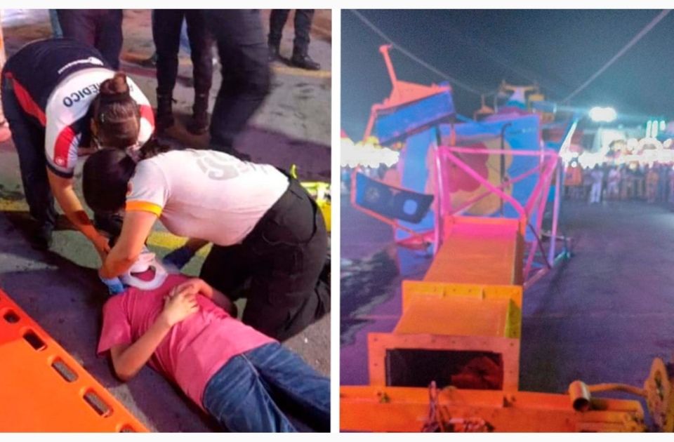 Se desploma juego mecánico en feria de Guadalupe, Nuevo León; reportan 4 heridos