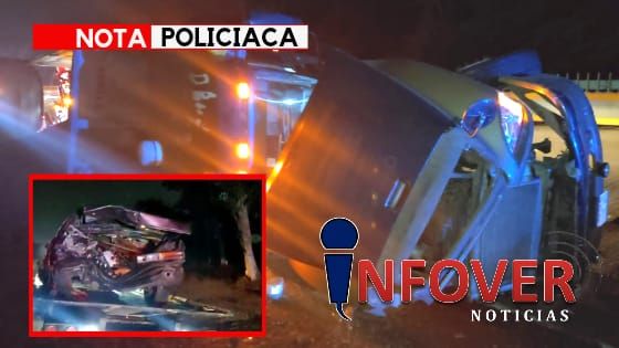 Impacta trailer a automóvil, en la autopista Veracruz-Córdoba; Dos lesionados. 
