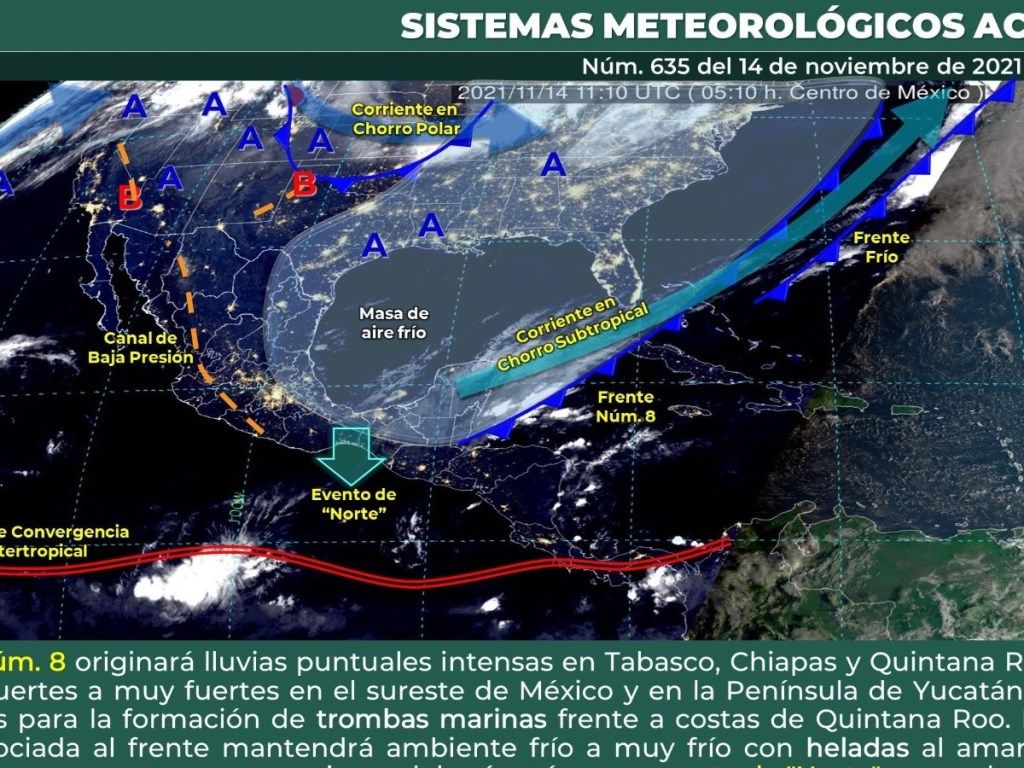 Lluvias puntuales intensas en zonas de Tabasco, Chiapas y Q. Roo