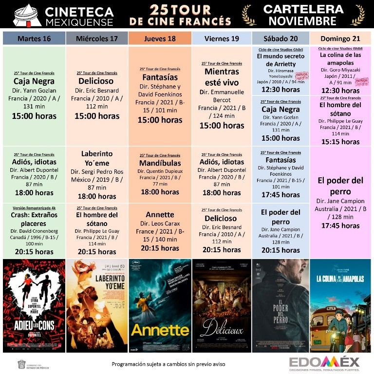 Llega el 25 Tour de Cine Francés a la Cineteca Nacional Mexiquense