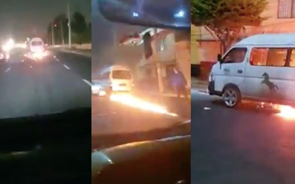 En Edomex, chofer de combi en Neza provoca doble accidente y en huída vehículo se incendia