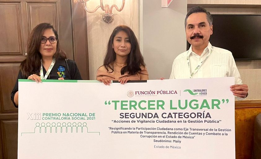 Gana Edoméx Tercer lugar del premio nacional de Contraloría Social 2021