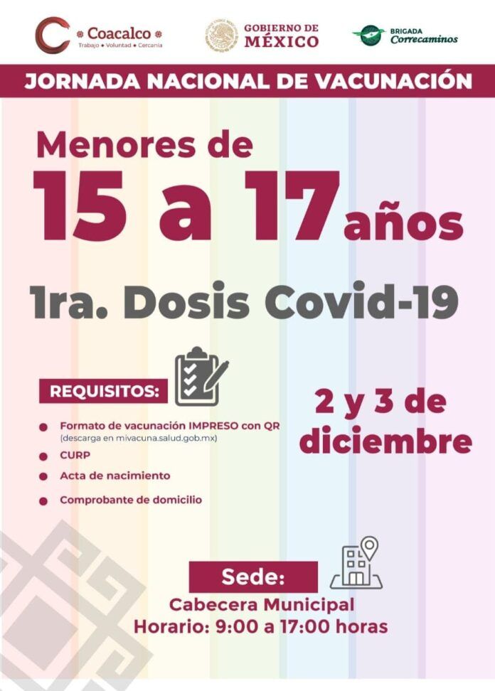 Darwin Eslava, informa que los días 2 y 3 de diciembre se realizará la Jornada Nacional de Vacunación a los menores de 15 a1 17 años