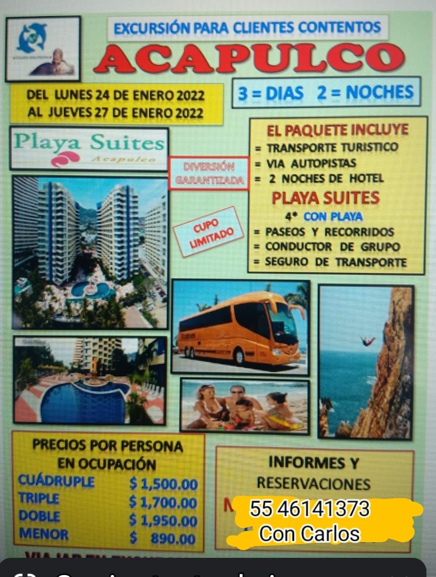 Últimos 8 lugares para ir a Acapulco del 23 al 26 de diciembre 2021