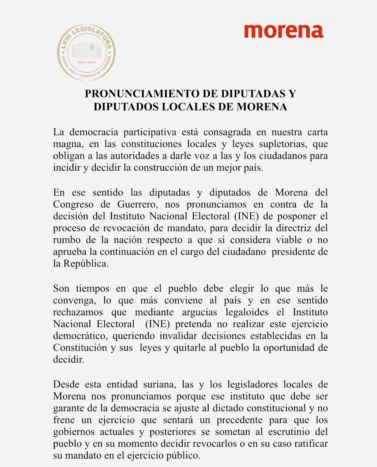 Se pronuncian diputadas y diputados de Morena sobre la Revocación de Mandato