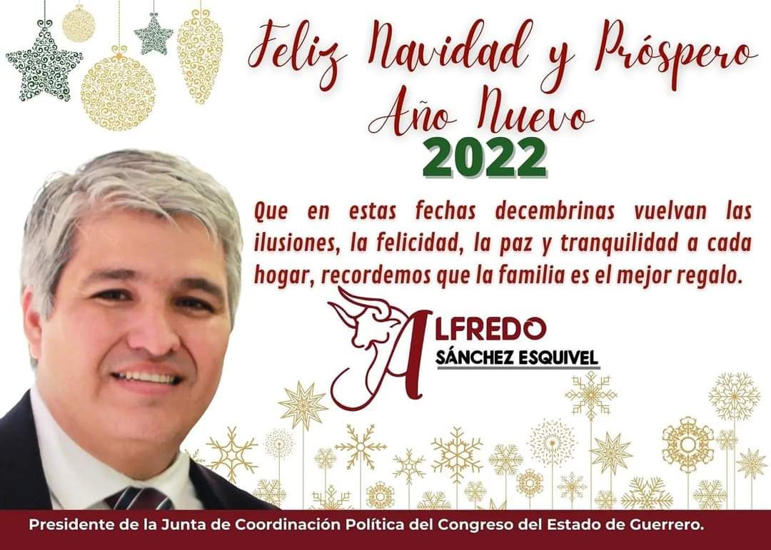 Feliz navidad y próspero año desea Alfredo Sánchez Esquivel a todos los guerrerenses 
