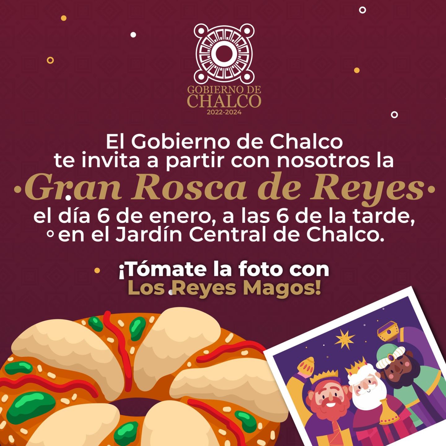 #Gobierno de Chalco invita a partir la Rosca de Reyes, hoy a las 18 horas