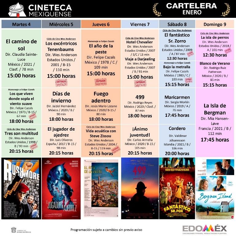 La Cineteca Mexiquense presenta la primera cartelera del año con cintas de acceso gratuito