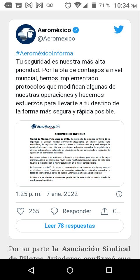 Cancelan vuelos de Aeroméxico por contagios de #Covid-19 en su personal