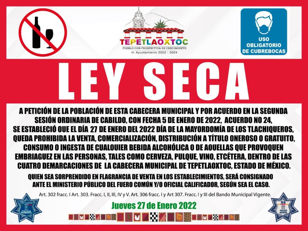 Ley seca en festividad de los Tlachiqueros o "Feria del Pulque" en Tepetlaoxtoc