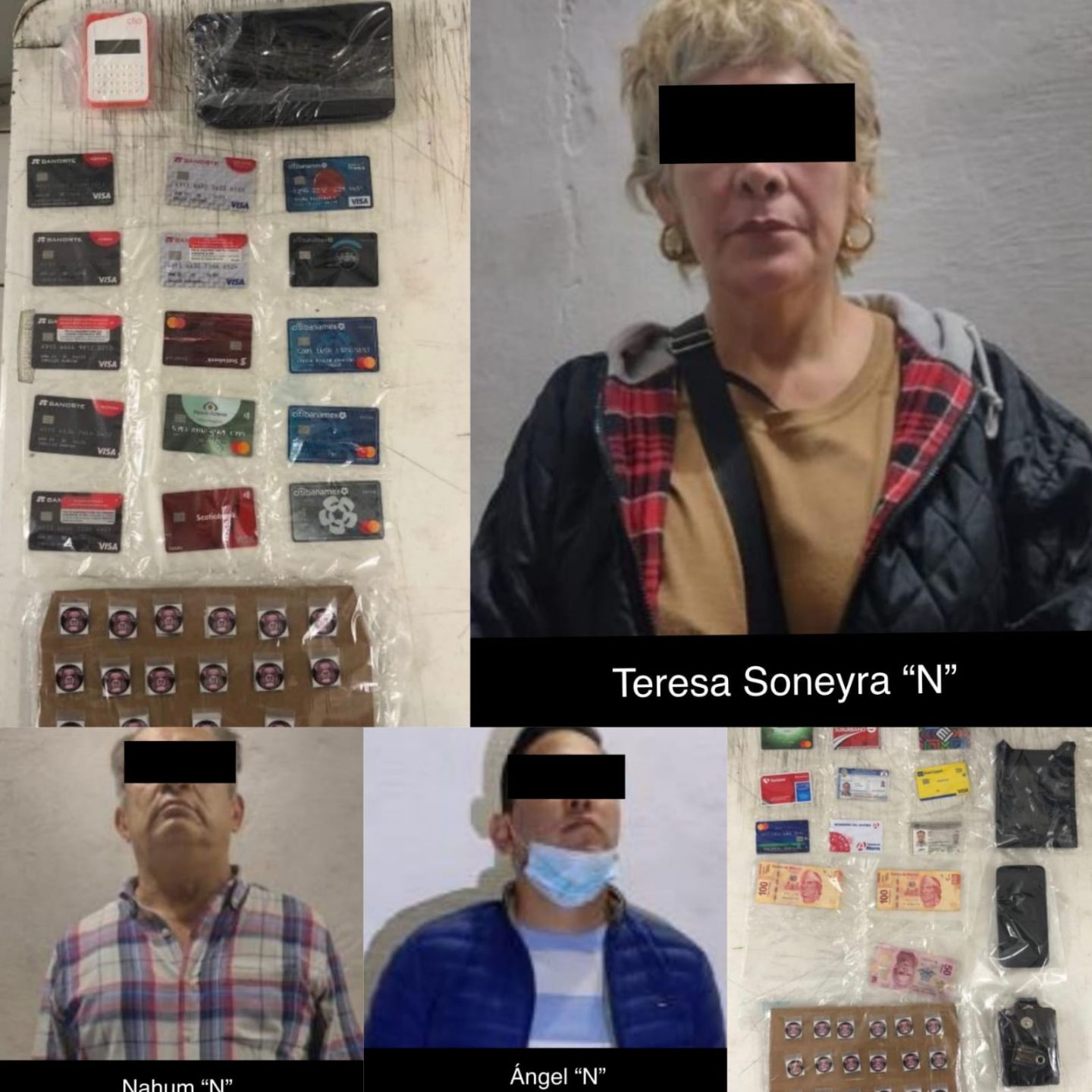 Detiene SSP a tres personas con 21 tarjetas clonadas y cocaína, en Acayucan