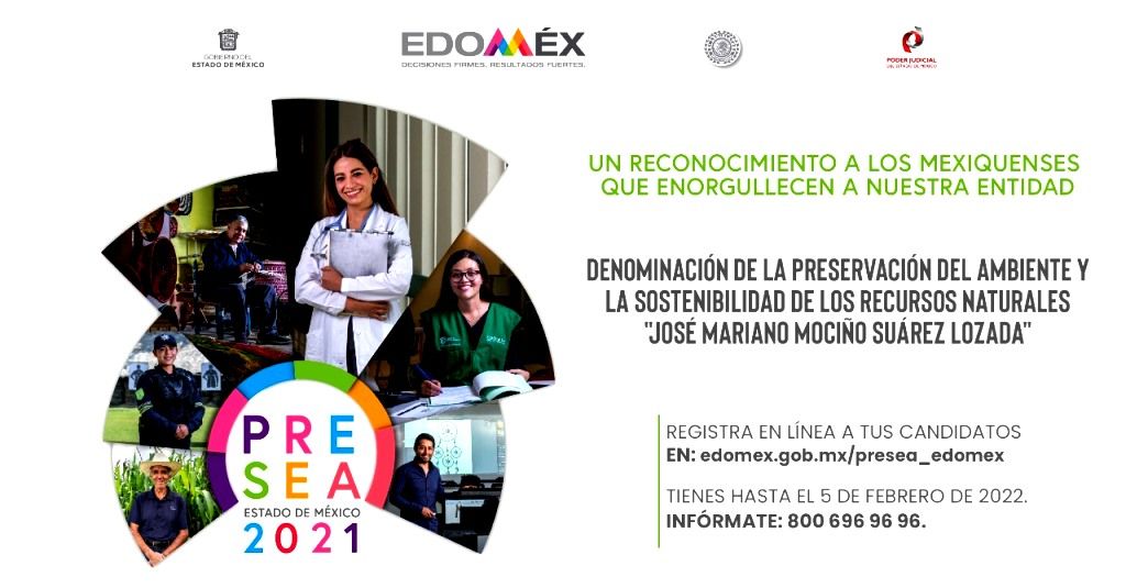 El GEM convoca a participar en la presea Estado de México 2021 a la preservación del ambiente y sostenibilidad de los recursos naturales