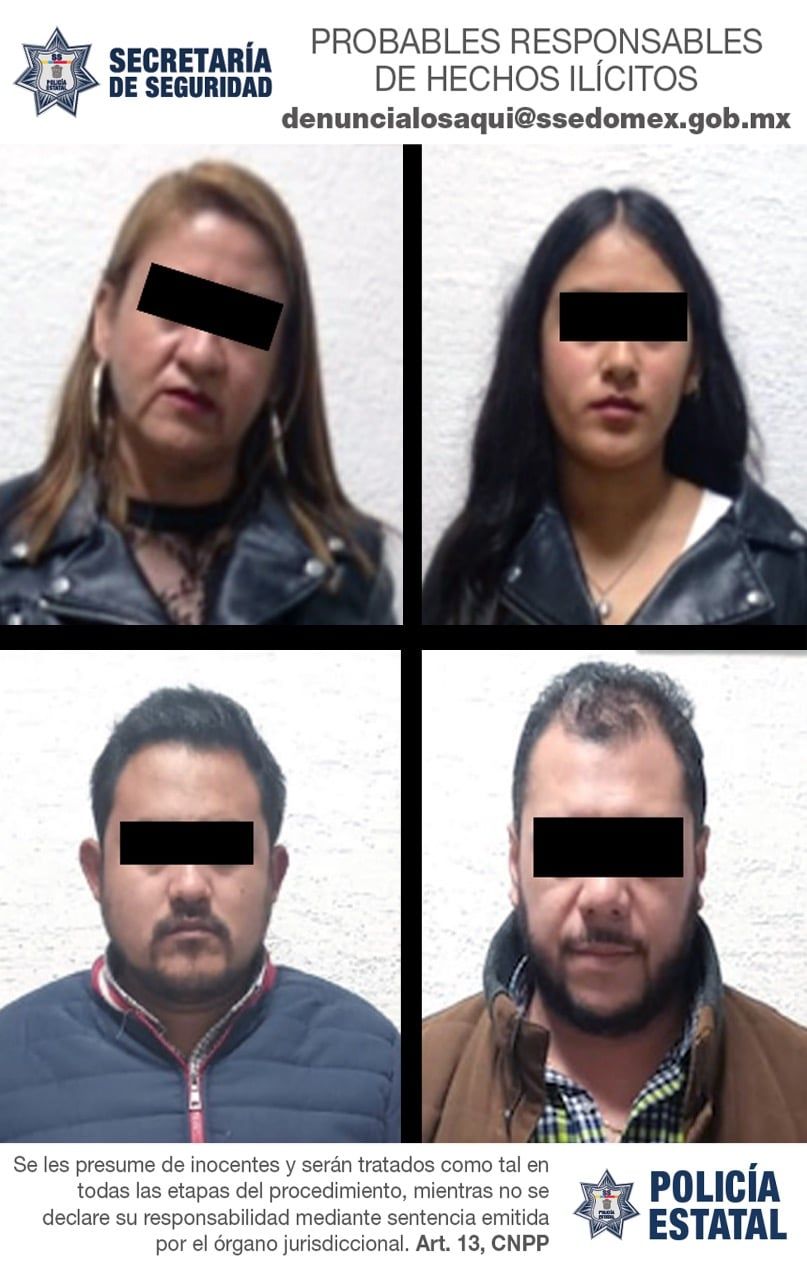En Toluca, dos féminas y dos masculinos son atrapados por la SS cuando ordeñaban cajeros automáticos.