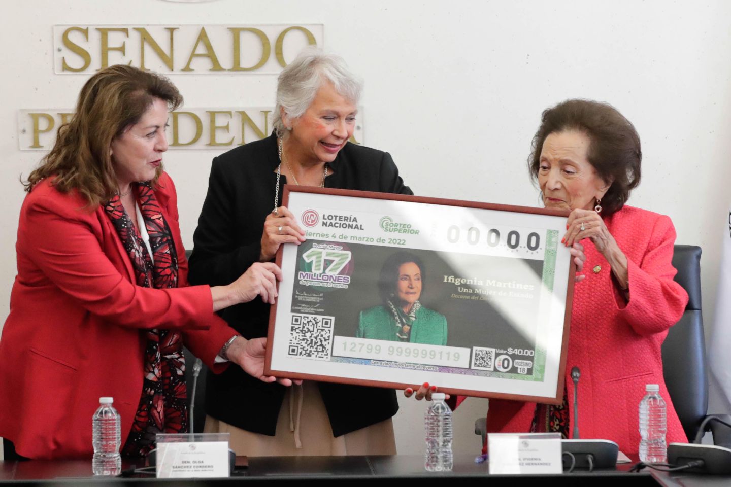 Emiten billete de lotería en homenaje a la senadora Ifigenia Martínez