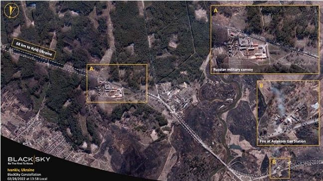 Un convoy de más de 40 kilómetros se dirige a la capital de Ucrania según imágenes satelitales estadounidenses