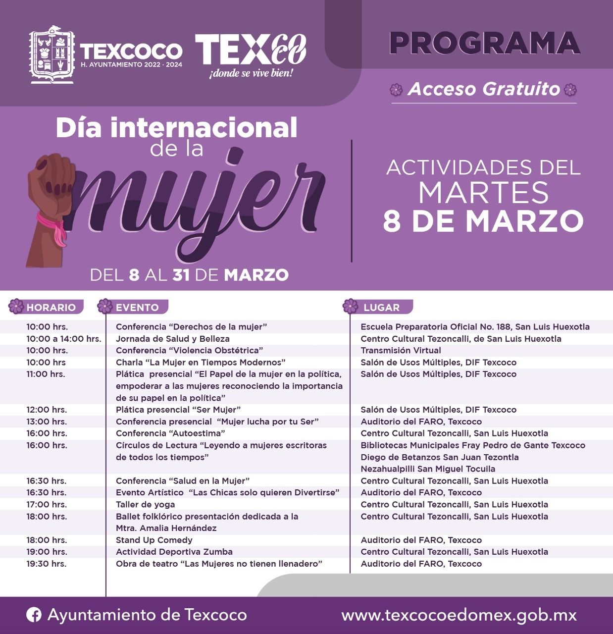 Texcoco conmemora ’Día Internacional de la Mujer’ con obra de Susana Alexander