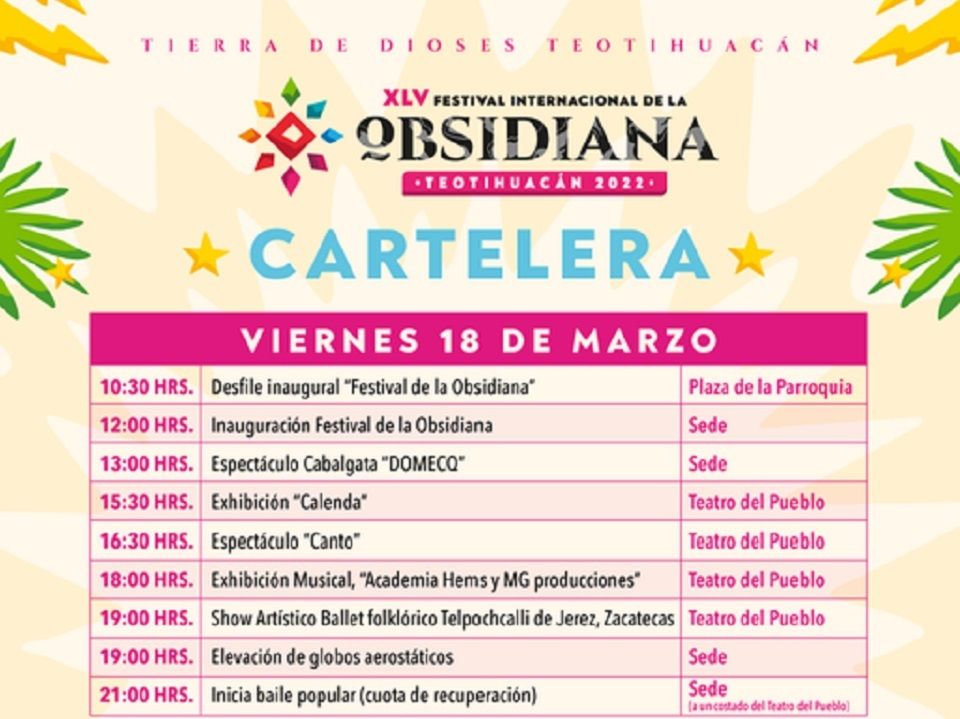 En grande el XLV Festival Internacional de la Obsidiana en Teotihuacán