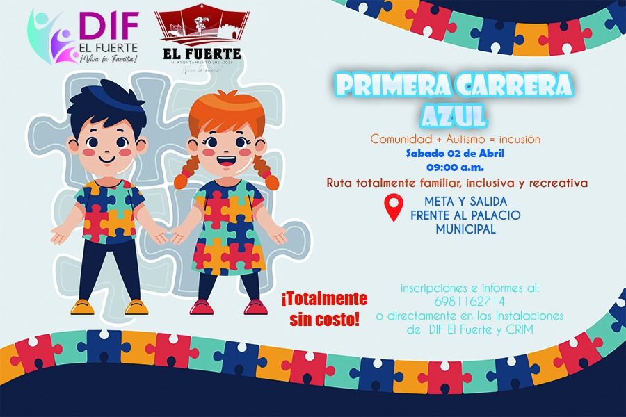 DIF El Fuerte invita a niños y adolescentes a participar en su primera carrera azul