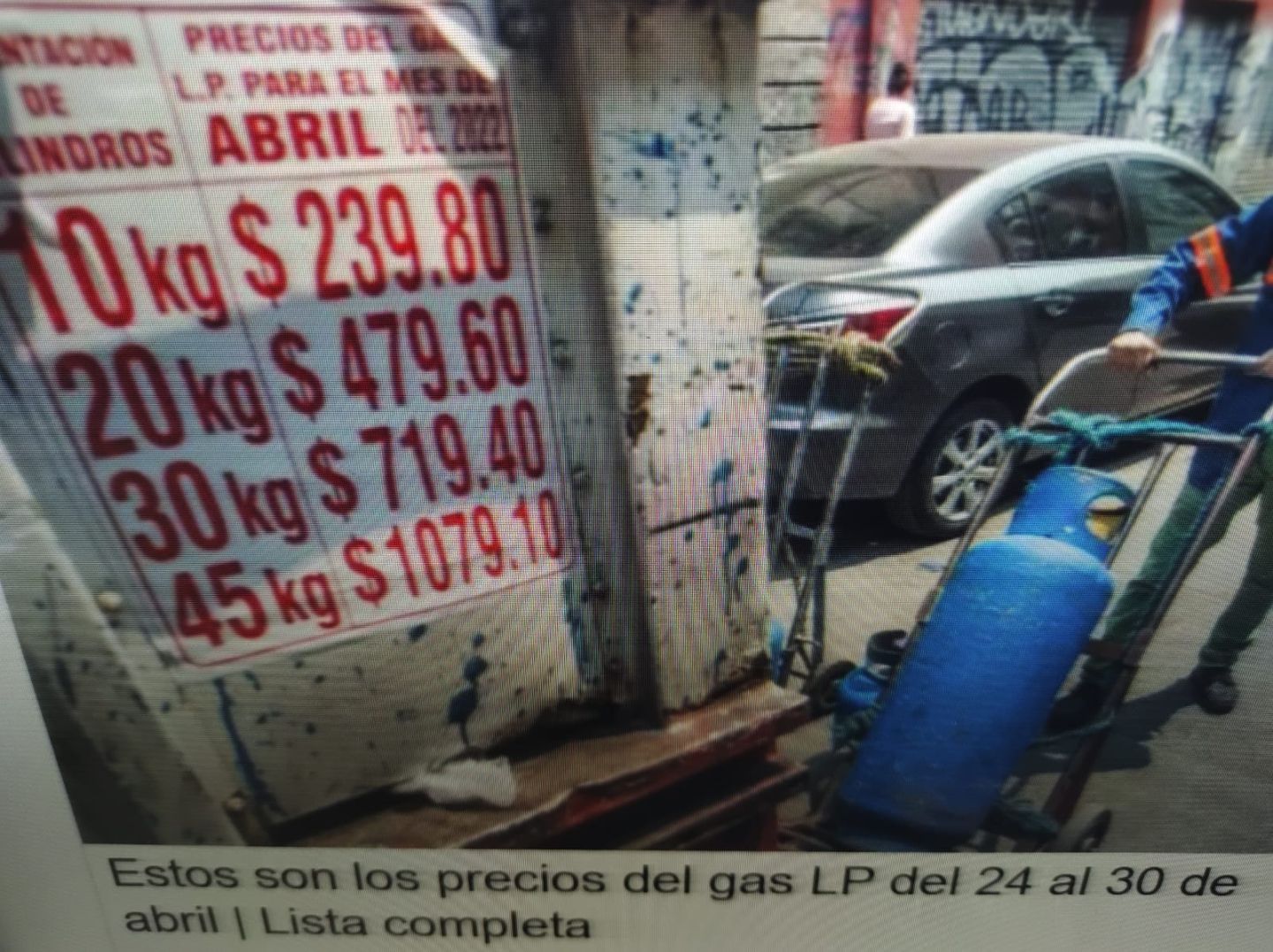 #Estos son los precios del gas LP del 24 al 30 de abril