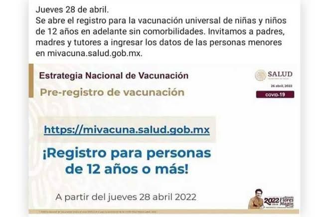 ¡Atención papás! Abrirán registro para vacunar a niños de 12 años en adelante 