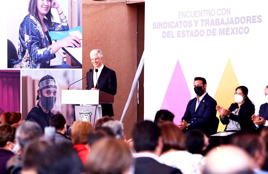 Alfredo del Mazo indica que el Trabajo coordinado entre gobierno, clase trabajadora y empresarios permite el desarrollo y crecimiento del Estado de México