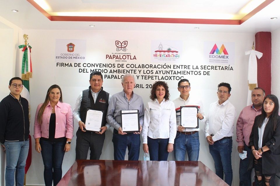 Papalotla y Tepetlaoxtoc signan convenio con Medio Ambiente del Edoméx