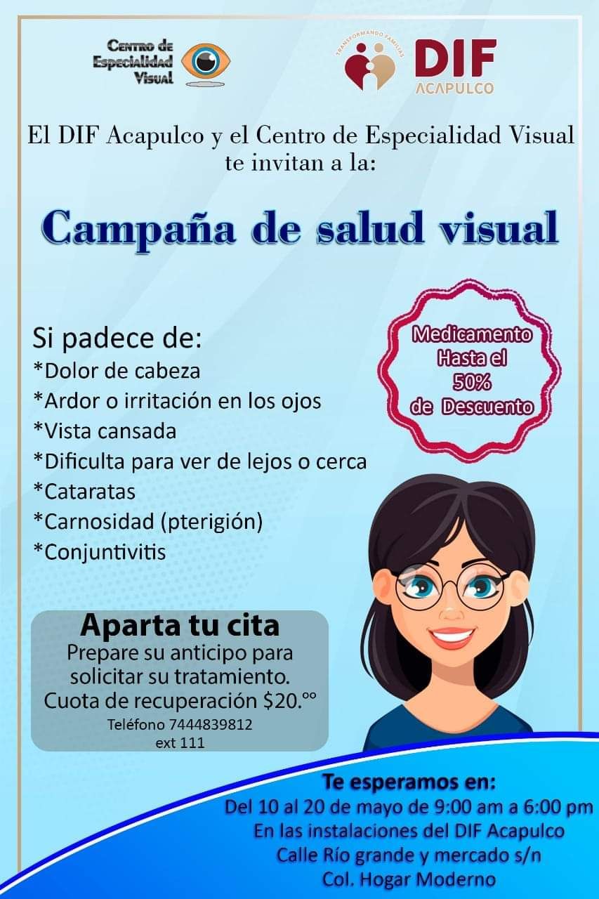 Invita DIF Acapulco a campaña de salud visual
