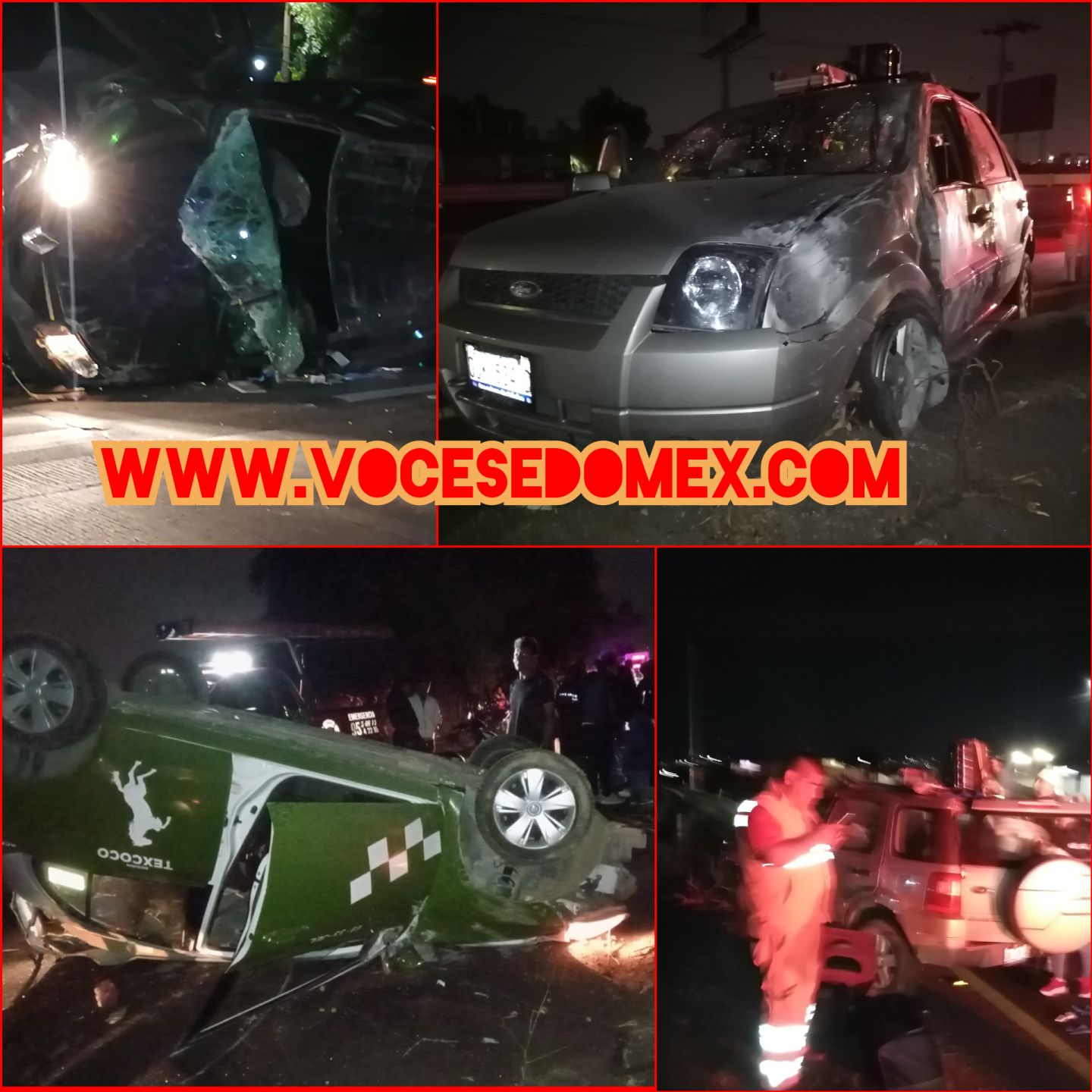 Se registró 2 fuertes accidentes en Texcoco, dejo 6 heridos 