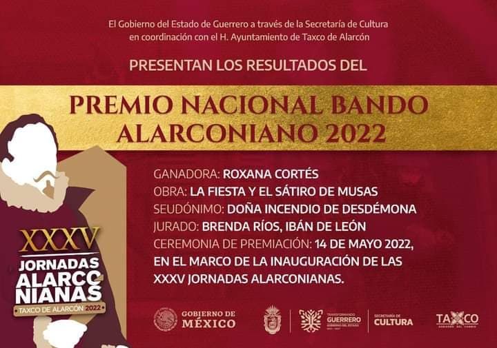 Roxana Cortés gana el Bando Alarconiano 2022 con el poema "La fiesta y el sátiro de musas"