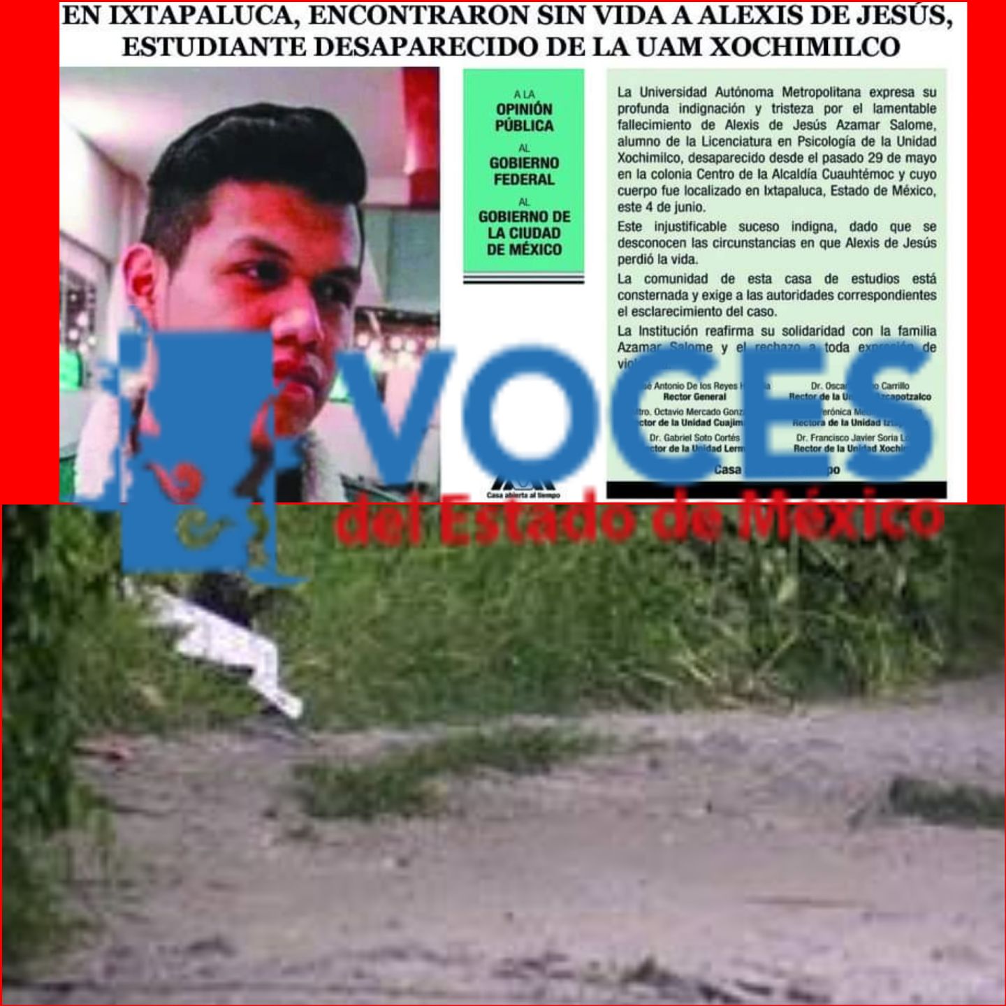 Encuentran sin vida en Ixtapaluca a Alexis, estudiante de la UAM reportado como desaparecido
