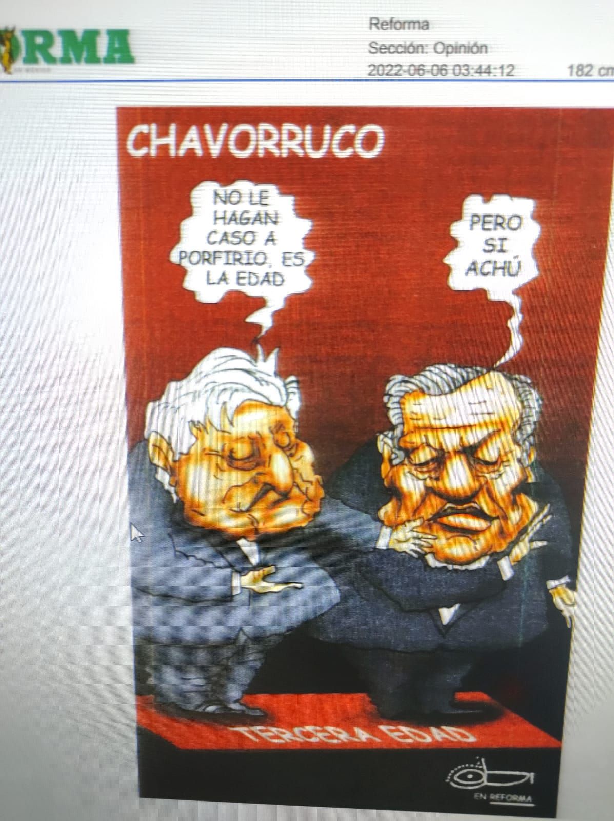 #El cartón publicado hoy en el Periódico Reforma