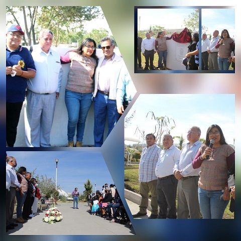 Sandra Luz Falcón  y comunicadores develan placa Memorial en Alameda municipal Texcoco