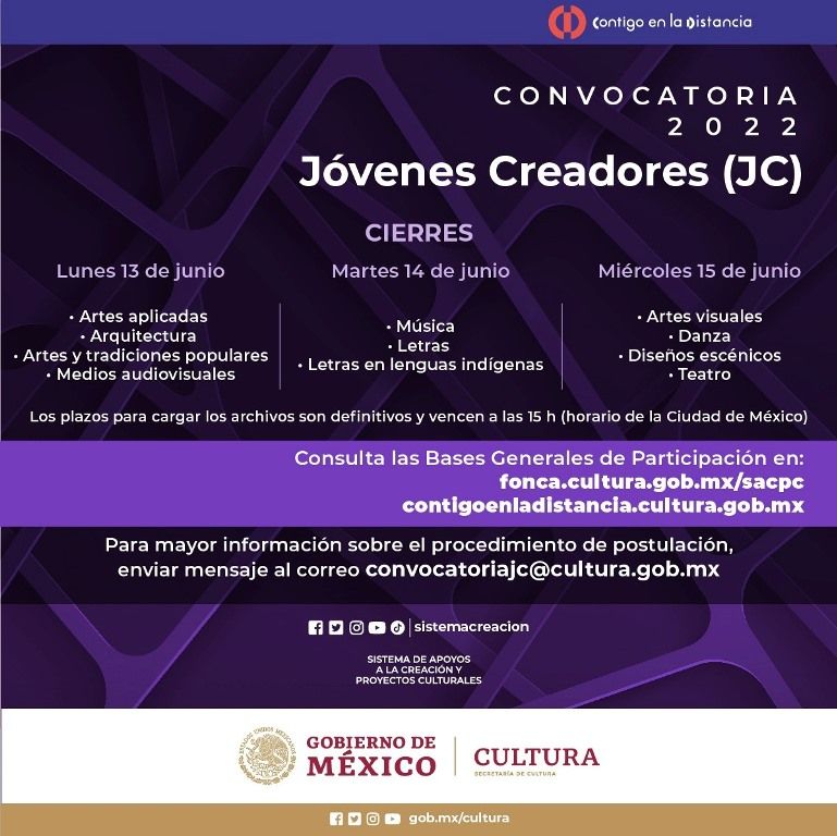 Invitan a mexiquenses a participar en la convocatoria Jóvenes Creadores 2022