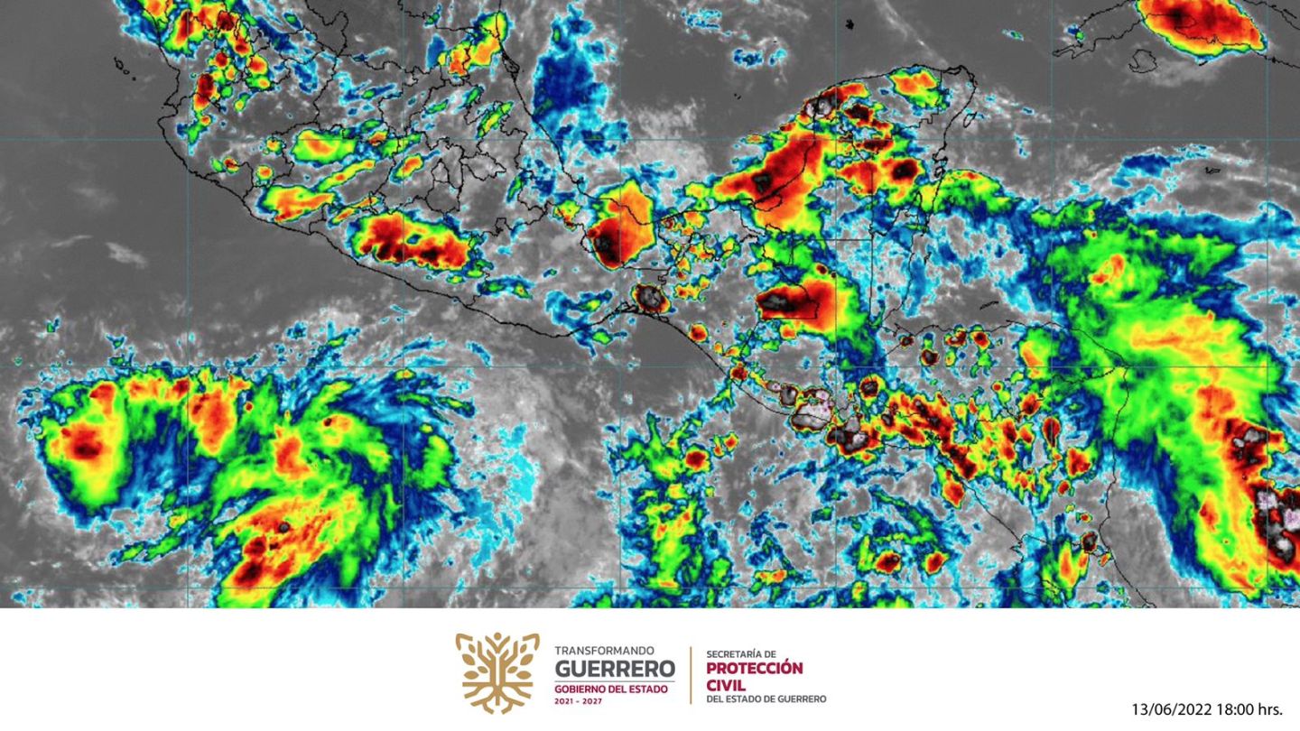 SPCGRO alerta por temporal de lluvias fuertes debido al desarrollo de zona de baja presión frente a las costas de Guerrero