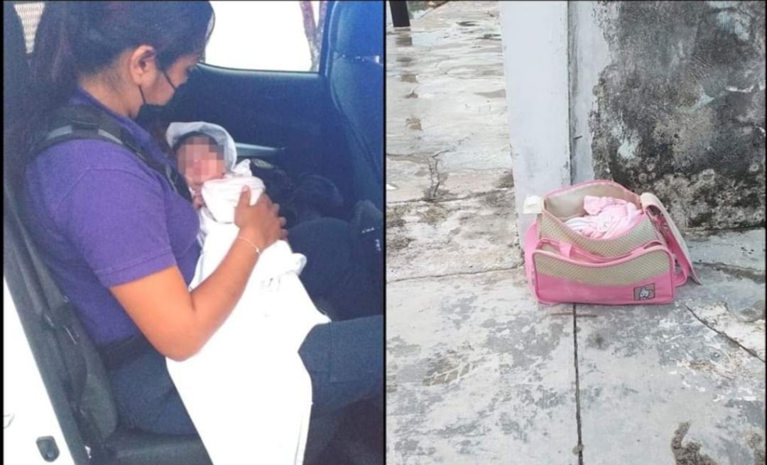 Abandonan a una bebé de 2 meses dentro de una pañalera en calles de Cancún