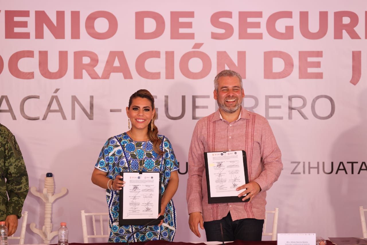 Firman Evelyn Salgado y Alfredo Ramírez Convenio de Seguridad y Procuración de Justicia entre Guerrero y Michoacán
