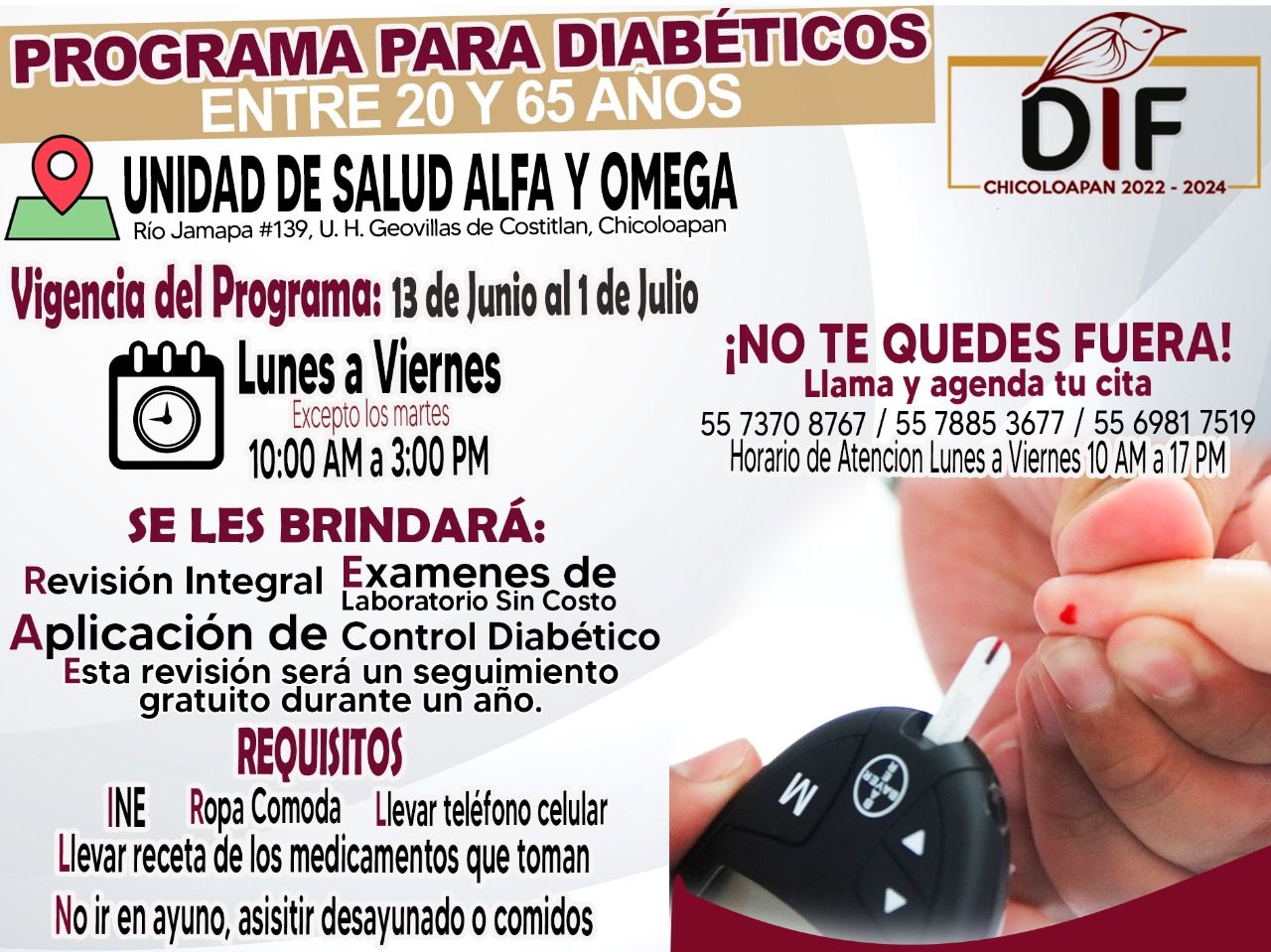 #Programa para personas con Diabétis de 20 a #65 años de edad: que realiza el #DIF municipal de #Chicoloapan