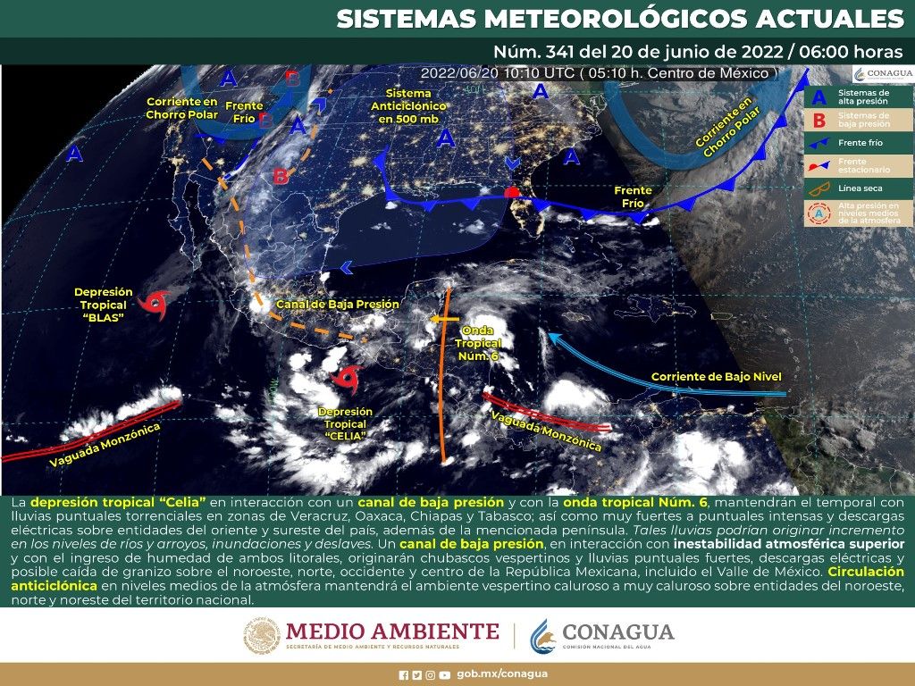 Lluvias puntuales torrenciales en zonas de Veracruz, Tabasco, Oaxaca y Chiapas