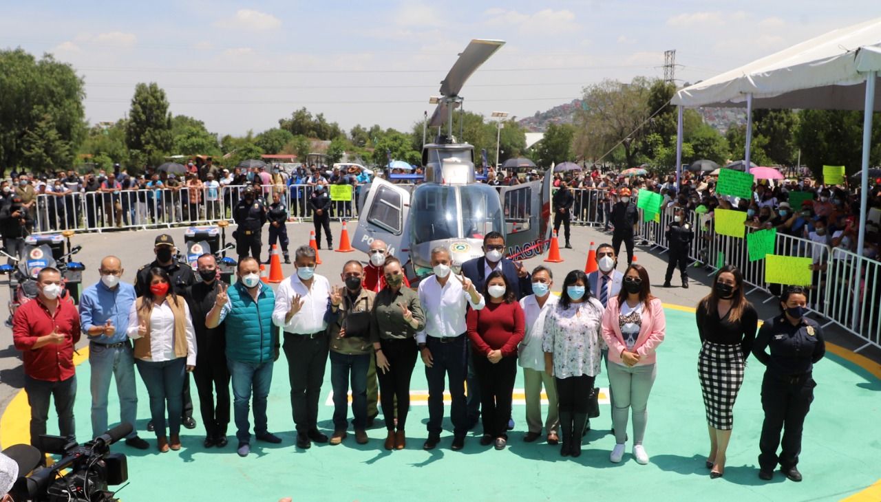 #Alcalde de Ecatepec presenta helicóptero ’Jaguar 2’ y escuadrón de motocicletas: para atención de emergencias de esta región mexiquense 