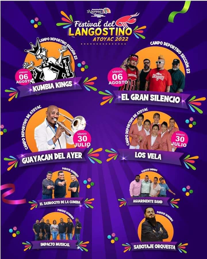 ¡Confirmados! Gran Silencio y Kumbia Kings en la Feria del Langostino Atoyac 2022