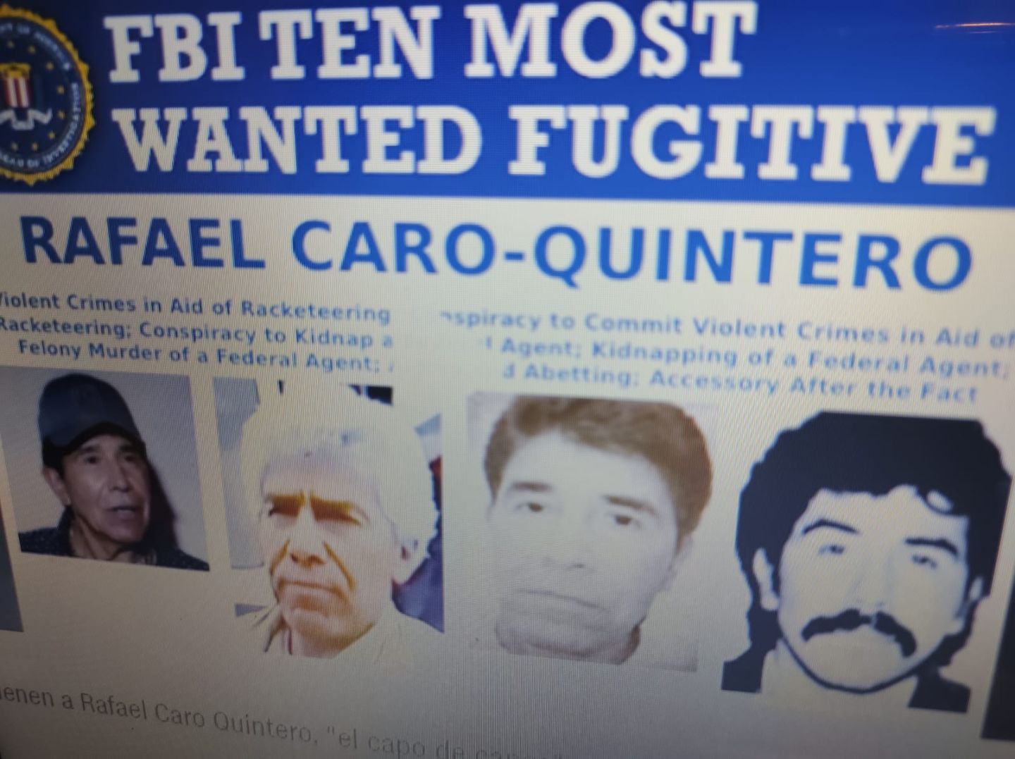 #Detienen a Rafael Caro Quintero, buscado por acusaciones de narcotráfico: Marina