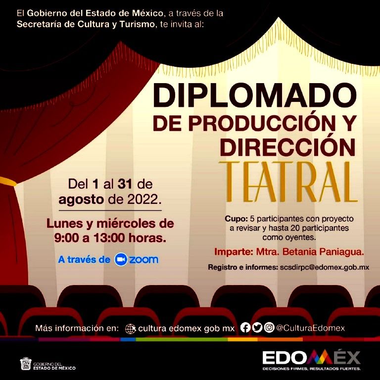 La Secretaría de Cultura y Turismo ofrece diplomado de producción y dirección teatral