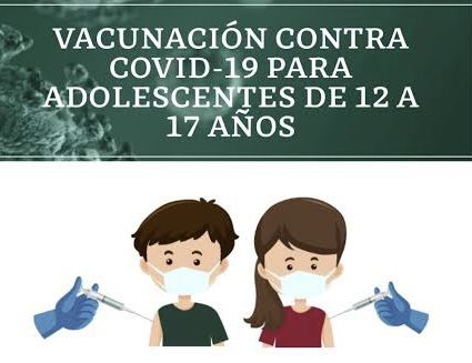 Actualización: Listas las fechas, horarios y sedes para vacunación contra Covid19 a personas de 12 a 17 años.