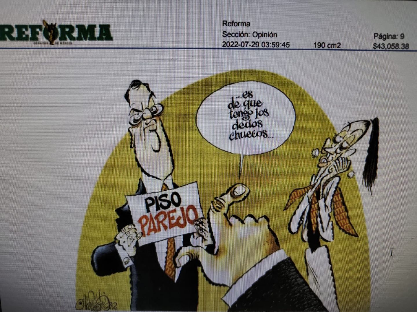 #El cartón de hoy publicado en El Periódico Reforma